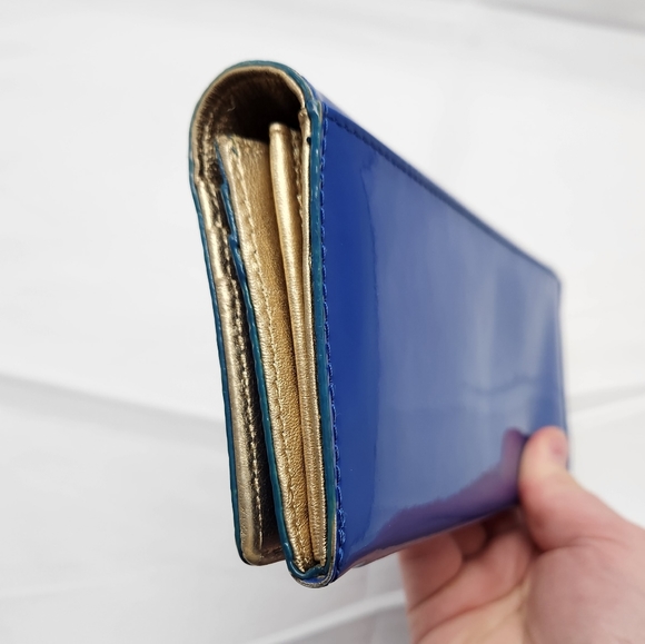 Kate Spade Blue Wallet & Gold chain to make crossbody - Picture 2 of 10